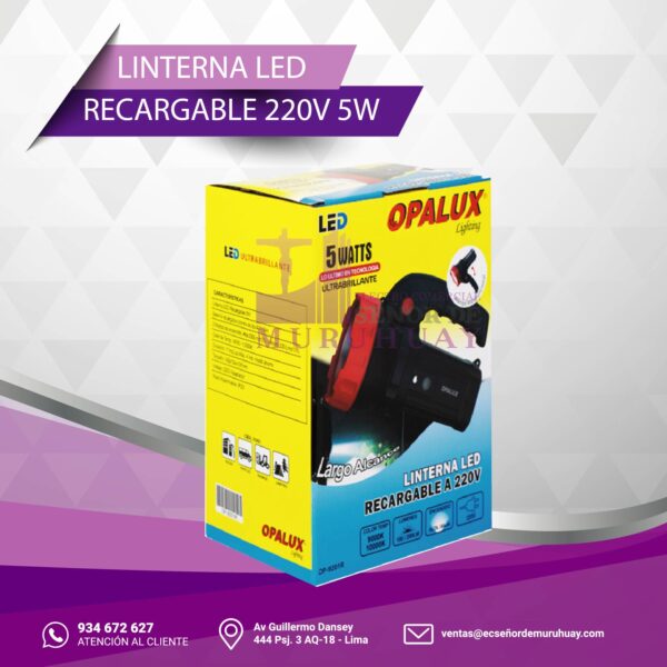 LINTERNA LED RECARGABLE 220V 5W - Imagen 2