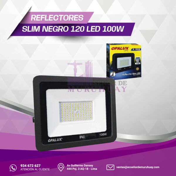 REFLECTOR SLIM NEGRO 120 LED 100W